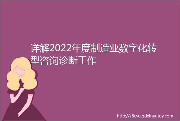 详解2022年度制造业数字化转型咨询诊断工作