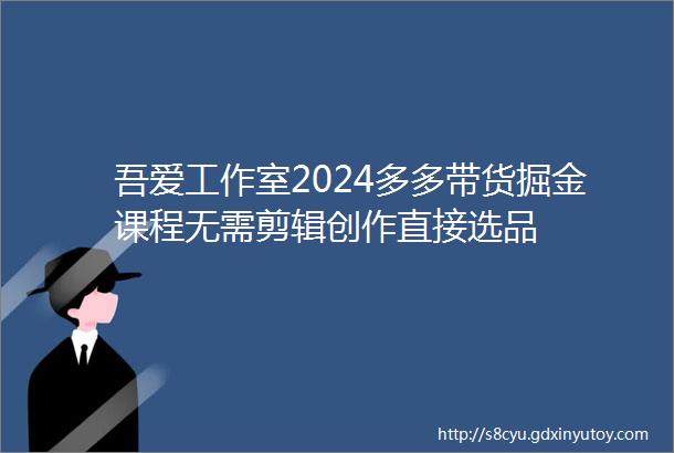 吾爱工作室2024多多带货掘金课程无需剪辑创作直接选品