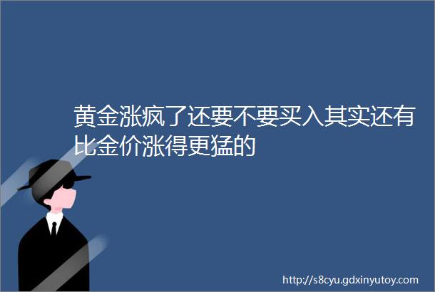 黄金涨疯了还要不要买入其实还有比金价涨得更猛的