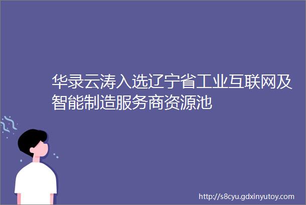 华录云涛入选辽宁省工业互联网及智能制造服务商资源池