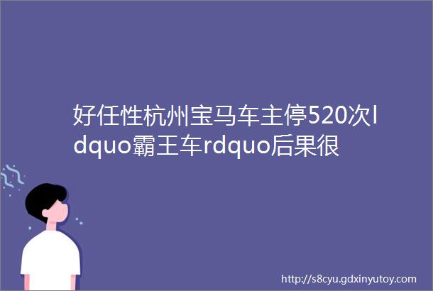 好任性杭州宝马车主停520次ldquo霸王车rdquo后果很严重