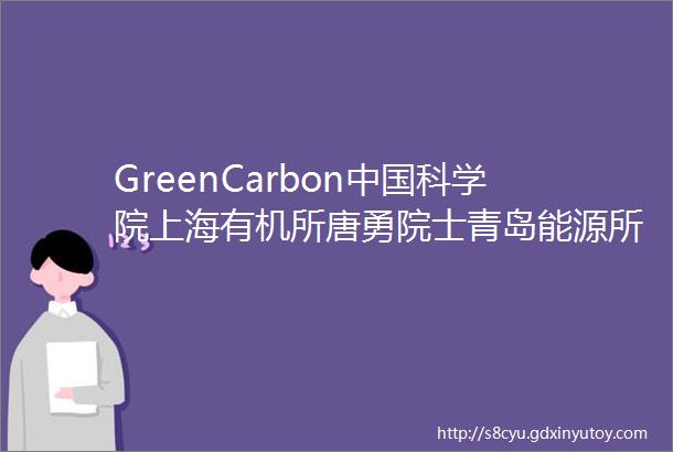 GreenCarbon中国科学院上海有机所唐勇院士青岛能源所王庆刚研究员和徐广强副研究员聚酯塑料的绿色发展道路